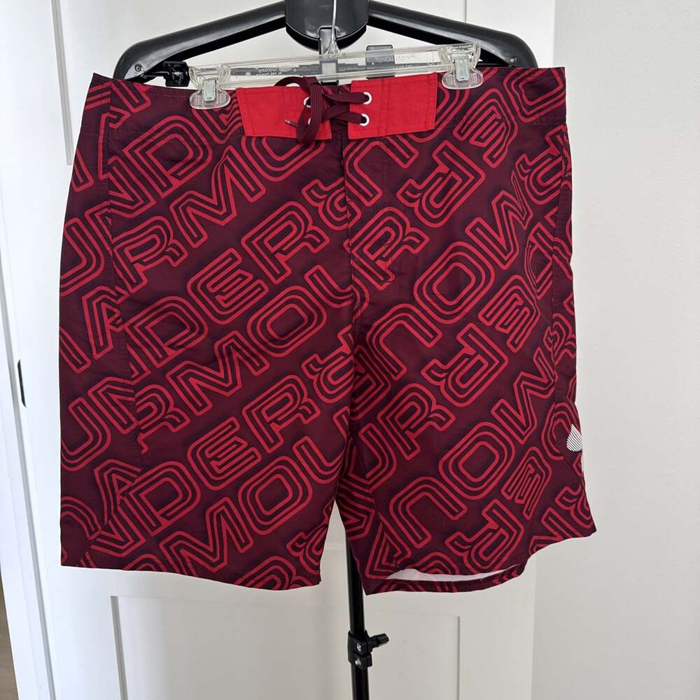 Under Armour Mens Size 40 Heat Gear Board Shorts Swim Trunks 10" Inseam Red